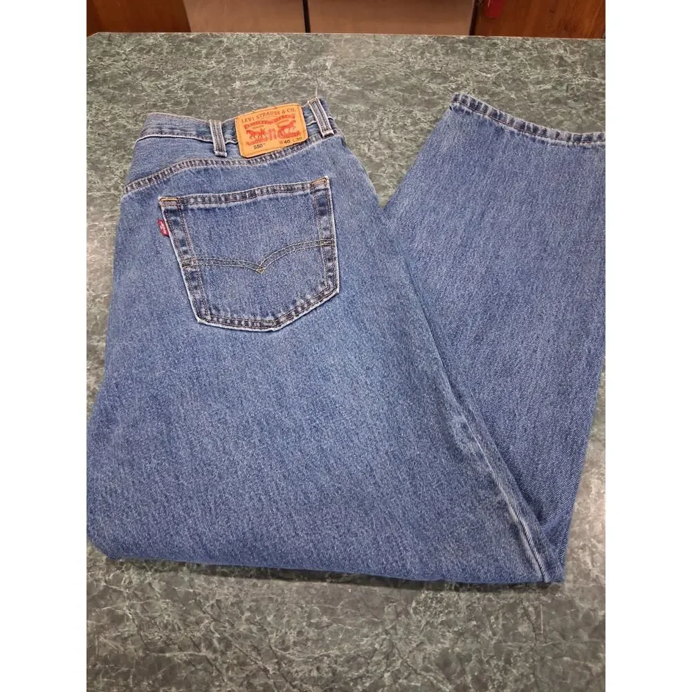 Levis 505 Jeans Mens 40x30 Blue Regular Fit Straight Leg Denim Classic 2